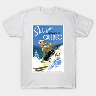 Vintage Travel Poster Canada Ski Fun La Province De Quebec T-Shirt